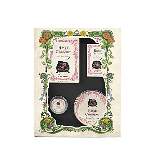 Three Sisters Bath  and  Body Boxed Gift Set Rose  and  Coconut