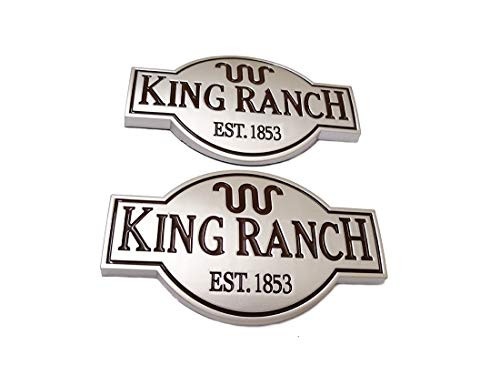 2pcs Silver King Ranch Front Door Tailgate Emblem Badge 3D Nameplate Replacement for F150 F250 F350