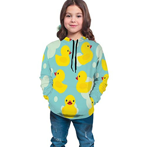 YongColer Unisex Realistic 3D Digital Print Pullover Hoodie Hooded Sweatshirt-Rubber Ducky L-