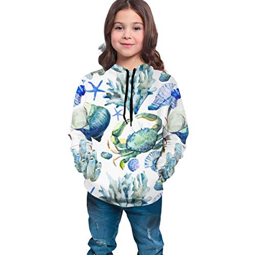 Unisex Teen Kids Conch Under Sea Pockets 3D Pullover Hoodie Hooded Sweatshirts Hoodies 7-20Y L Unisex Teen Kids Conch Under Sea Pockets 3D Pullover Hoodie Hooded Sweatshirts Hoodies 7-20Y L