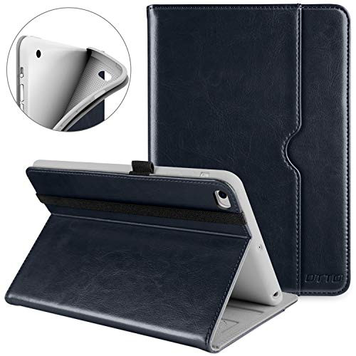 DTTO iPad Mini 4 Case, Premium Leather Folio Stand Cover Case with Multi-Angle Viewing and Auto Wake-Sleep Function, Front Pocket for Apple iPad Mini 4 - Blue
