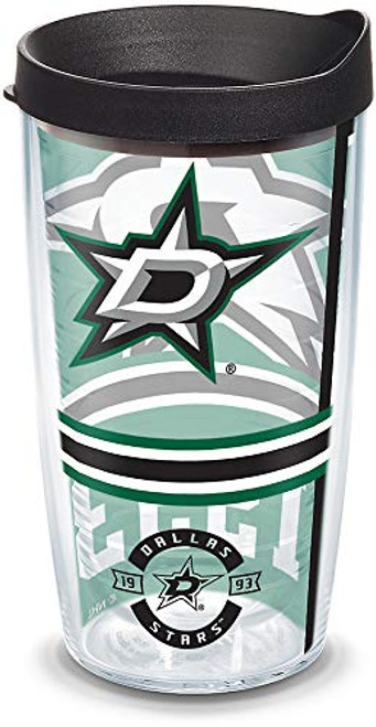Tervis 1303450 NHL Dallas Stars Top Shelf Insulated Tumbler with Wrap and Black Lid, 16oz, Clear Tervis 1303450 NHL Dallas Stars Top Shelf Insulated Tumbler with Wrap and Black Lid, 16oz, Clear