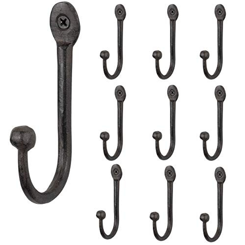 Rustic State Totman Wall Mount Coat Hanger Hooks Multiuse Entryway Railroad Spike Rack Cast Iron Black Set of 10