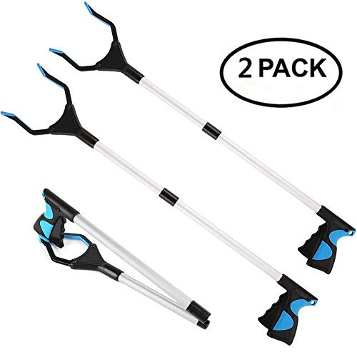 xingmeihe 2 Pack - Reacher Grabber Pick up Tool, 32" Foldable Lightweight Long Duty Mobility Aid,Extender Gripper Tool, Claw Trash Garbage Picker