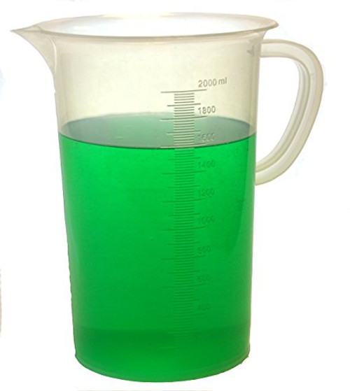 Eisco Labs 2000ml Polypropylene"Pitcher" - Beaker with Handle and Spout, 20ml Graduations