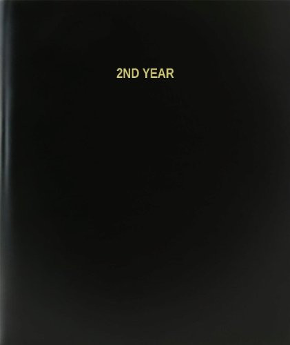 BookFactory 2nd Year Log Book-Journal-Logbook - 120 Page 8.5"x11" Black Hardbound -XLog-120-7CS-A-L-Black-2nd Year Log Book--