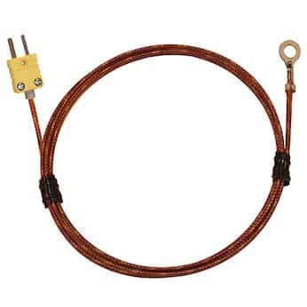 Digi-Sense Type K Economic Bolt On Thermocouple Probe 6 Screw with Mini-Connector 24" Fiberglass Ext. Grounded
