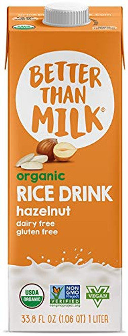 Better Than Milk Organic Rice Drink Hazelnut Vegan 33.8 fl. Oz. Case of 6 cartons 202.8 Oz. Total Better Than Milk Organic Rice Drink Hazelnut Vegan 33.8 fl. Oz. Case of 6 cartons 202.8 Oz. Total