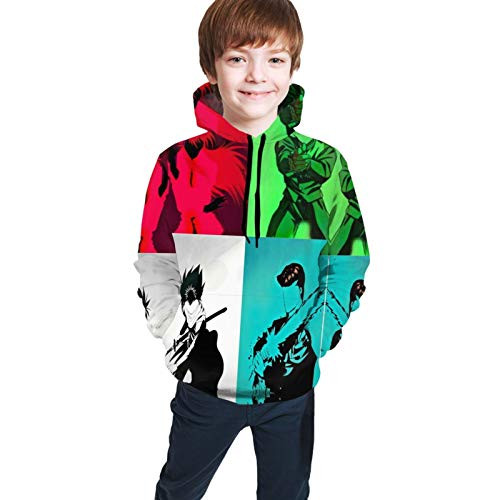 QZWXEC 3D Print Anime Toguro Yu Yu Hakusho Hoodies Unisex Pullover Hooded Sweatshirts for Boys Girls Teen Kid's 7-20 Years L