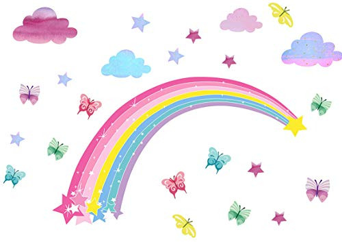 Easu Rainbow Wall Decal Butterflies Decal Stars Wall Decals Clouds Wall Stickers Removable Wall Decor Peel&Stick Girls Bedroom Decor Kids Room Decal Easu Rainbow Wall Decal Butterflies Decal Stars Wall Decals Clouds Wall Stickers Removable Wall Decor Peel&Stick Girls Bedroom Decor Kids Room Decal