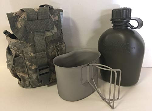NEW G.I. Style U.S Made 1 QT Canteen with STAINLESS STEEL CUP and G.I. Military ACU MOLLE II Pouch. -Olive Drab-