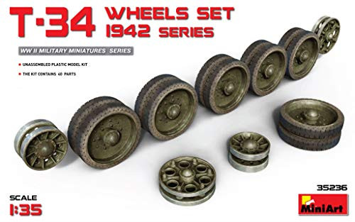 MiniArt 35236 T-34 Wheels Set 1942 Series, WWII Military Miniatures 1/35 Scale Model Kit