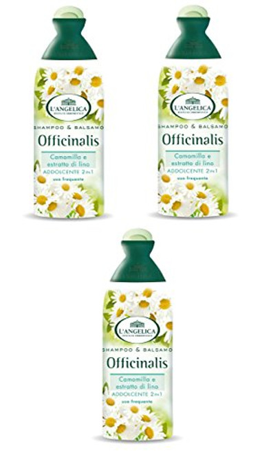 L'Angelica- 2 In 1"Officinalis" Shampoo and Rinse Soothing with Chamomille and Extract of Linseed 250ml - 8.45fl.oz Pack of 3 - Italian Import -