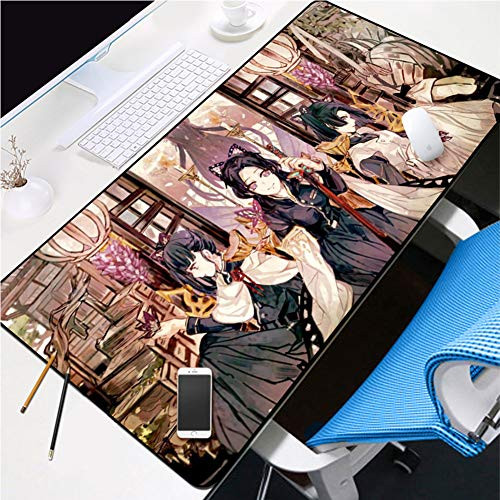 Demon Slayer Kimetsu No Yaiba Anime Mouse PadRectangle Lock Edge Kamado Tanjirou Keyboard Pad Mice Pads for Desktop-l 30x80x0.3cm-12x31x0.1inch-