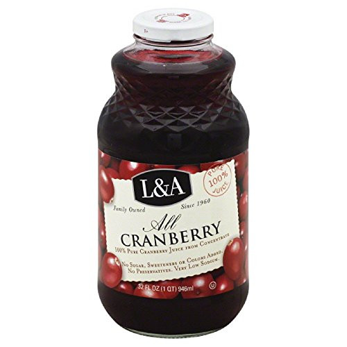 L and A All Cranberry Juice 32 oz -Pack of 2-