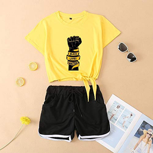 YCHZX Short-Sleeved Black Lives Matter Bandage T-Shirt Shorts suit-A-07-L