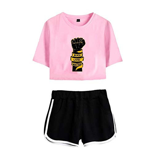 YCHZX Black Lives Matter Printed Women's Short Shorts Suit Bottoming Shirt-A-7-L