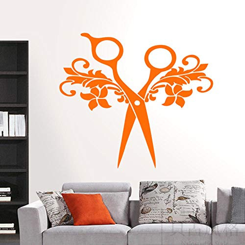 zrisic Wall Stickers Barber Shop Wall Decal Name Scissors Hair Salon Neutral Haircut Vinyl Wall Art Decor Windows Decoration o 40x45cm