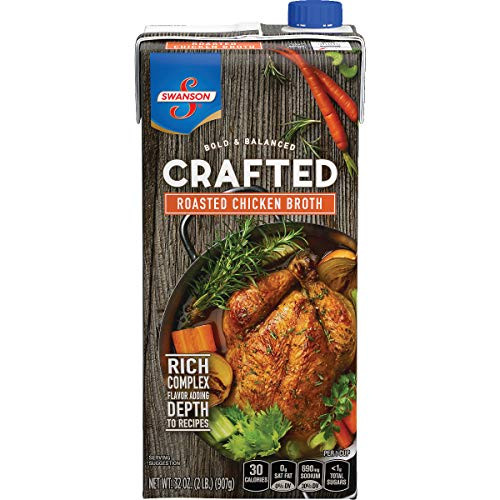 Swanson Crafted Roasted Chicken Broth 32 oz. Carton -Pack of 12-