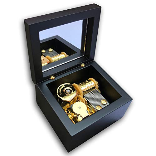 Black Wooden Wind up Music Box with Sankyo Musical Movement -50 Tunes Option- -O Holy Night -Cantique de Noël--