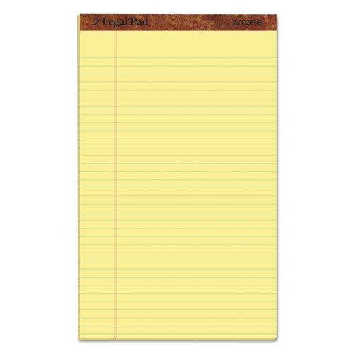 The Legal Pad Ruled Pads Legal-Wide 8 1-2 x 14 Canary 50 Sheets Dozen"