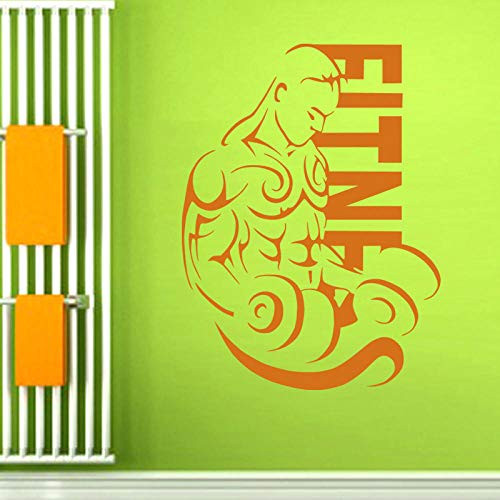 zrisic Wall Stickers Gym Wall Decor Fitness Decal Bodybuilding Dumbbell Vinyl Fit Wall Art Mural Gym Sticker O 40x58cm