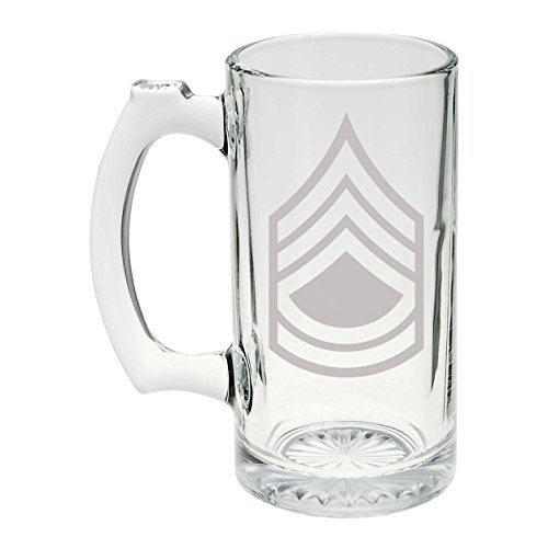 US Army - Sergeant First Class E-7 Rank Insignia Etched Stein Glass 25oz Mug