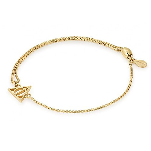Alex and Ani Women's Harry Potter Deathly Hallows Pull Chain Bracelet 14kt Gold Plated Expandable