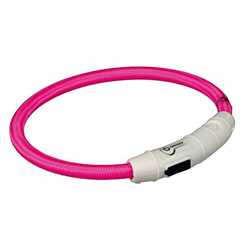 Trixie Flashing Light-Up Ring USB M - L -65 cm-Diameter 7 mm- Pink