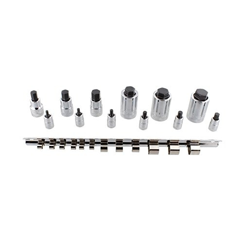 ABN Allen Socket Set 12-Piece SAE 1/4, 3/8, 1/2 Inch Drive Hex Socket Set and Socket Organizer Socket Rack