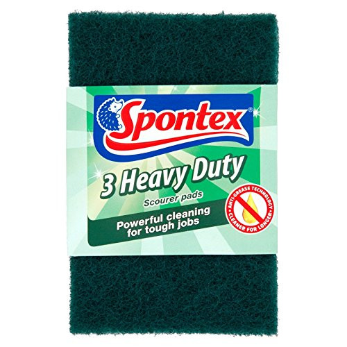 Spontex Heavy Duty Scourer Pads 3 Pack -Pack of 6 Total 18 Scourer Pads-