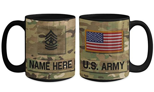 US Army Sergeant Major -SGM- E9 Mug - Personalized - Customize with Name-Text-Rank- 15 oz Cup