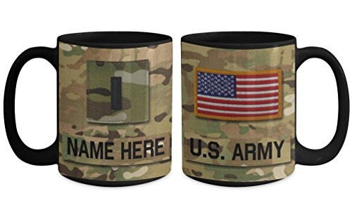 US Army 1st Lieutenant -1LT- O2 Mug - Personalized - Customize with Name-Text-Rank- 15 oz Cup