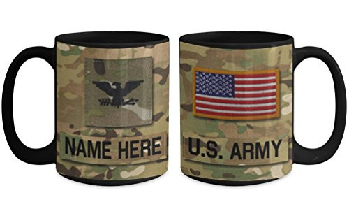 US Army Colonel -COL- O6 Mug - Personalized - Customize with Name-Text-Rank- 15 oz Cup - For Veteran