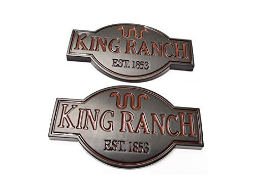 2pcs King Ranch Front Door Tailgate Emblems Badge 3D Nameplate Replacement for Ford F150 F250 F350 Black & Red