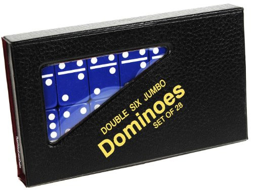 Dominoes Jumbo BLUE with White Pips _ Double Six Set of 28 dominoes Dominoes Jumbo BLUE with White Pips _ Double Six Set of 28 dominoes