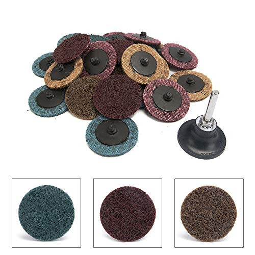 25Pcs 2 inch Roloc Sanding Discs Set(Fine Medium Coarse) Discs Surface Conditioning Discs R-Type Quick Change Disc with 1/4'' Roloc Disc Pad Holder for Die Grinder,