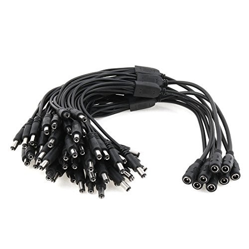 IIVVERR 8 Pcs CCTV Camera 1 Male to 8 Female 5.5x2.1mm DC Power Cable Wire Splitter -8 piezas CCTV cámara 1 macho a 8 hembra 5.5x2.1mm DC Power Cable Splitter