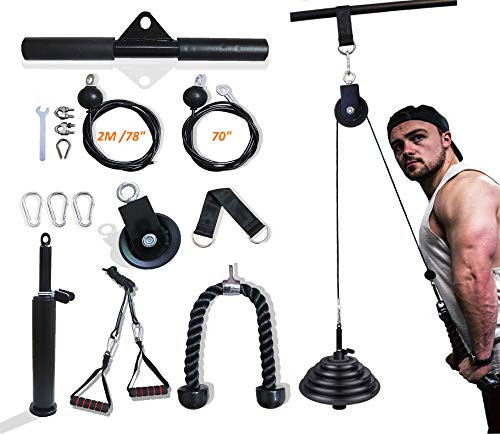 Fitness LAT Cable Pulley System, Home Fitness Equipment DIY, Triceps Pull-Down Machine with Upgraded Loading Pin, Forearm, Shoulder, Biceps Curl, Chest Fitness Training