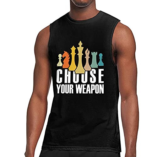 Xinshangshangmao Choose Your Weapon Chess Fall Tank Top Tanks Men Funny Vest Black