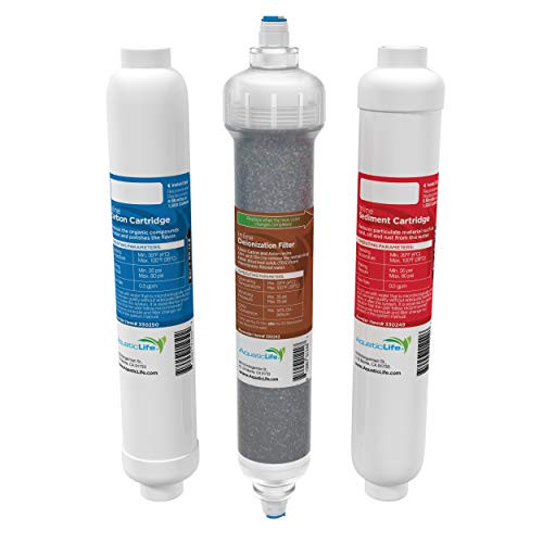 AQUATICLIFE Aquatic Life RO Buddie Cartridge 3-PCE Bundle, 1-Color Changing Mixed Bed DI Resin Cartridge, 1- Sediment Cartridge, 1-Carbon Cartridge