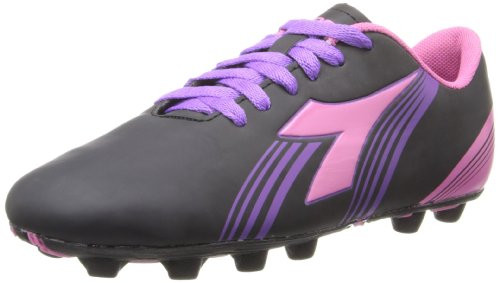 Diadora Soccer Avanti MD JR Soccer Shoe -Toddler/Little Kid/Big Kid-,Black/Pink/Purple,3.5 M US Big Kid