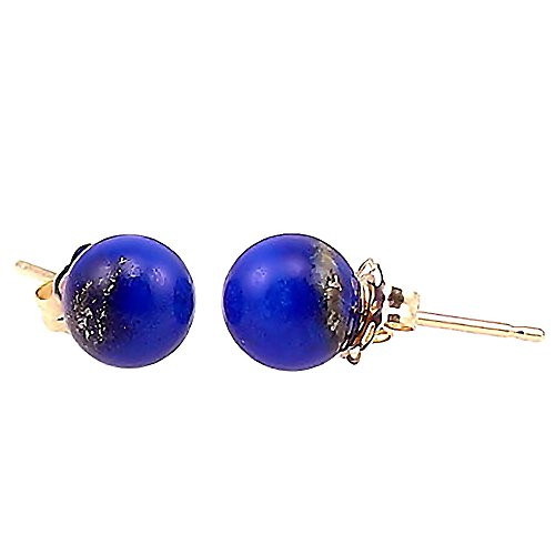 Trustmark 14-20 Gold Filled 6mm Natural Lapis Lazuli Ball Stud Earrings