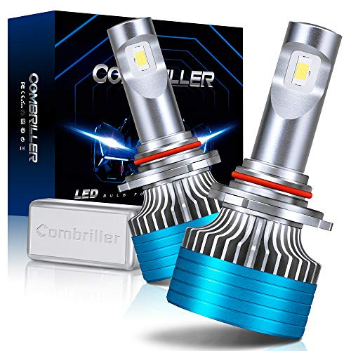 Combriller 9005 LED Headlight Bulbs 6500K Xenon White, Canbus 9005 HB3 Led Headlight Bulbs 16000LM Per Set with Cooling Silent Fan, 9145/H10 Led Fog Light Bulbs, Pack of 2