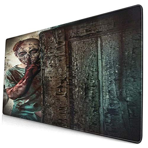 CANCAKA Large Gaming Mouse Pad?Zombie Monster Behind Door Looking with Evil Eyes Hell Nightmare Modern Print?Non-Slip Rubber Mouse Pads Mousepad for Gaming Computer Office Desk,75x40x0.3cm