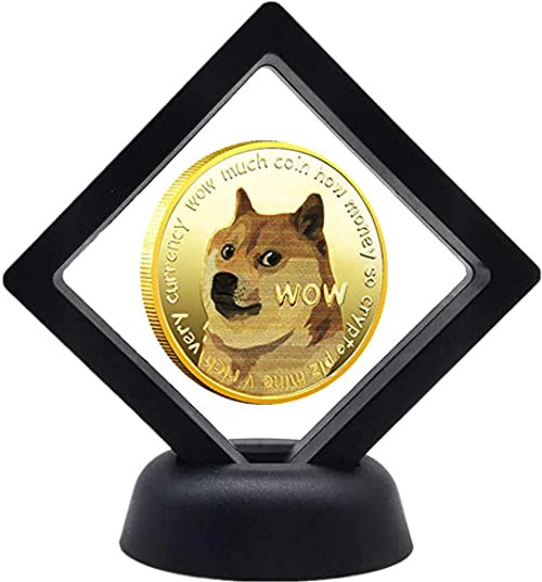 1PCS 1OZ Gold Dogecoin Commemorative Coin Gold Plated Doge Coin 2021 Limited Edition Collectible Coin with Protective Case and Display Case -Gold--Gold