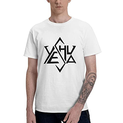 Yeshua Star of David T-Shirt Men Short Sleeves Shirt Classic Outdoor Graphic T Shirt Crewneck Top White