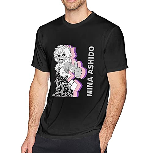My Hero Academia Mina Ashido Logo T Shirt Mens Short Sleeves Shirt Anime Fashion Tees Top Black