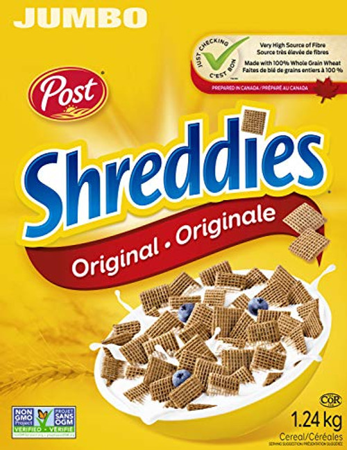 Post Jumbo Shreddies Cereal, 1.24kg/43.73oz -Imported from Canada-