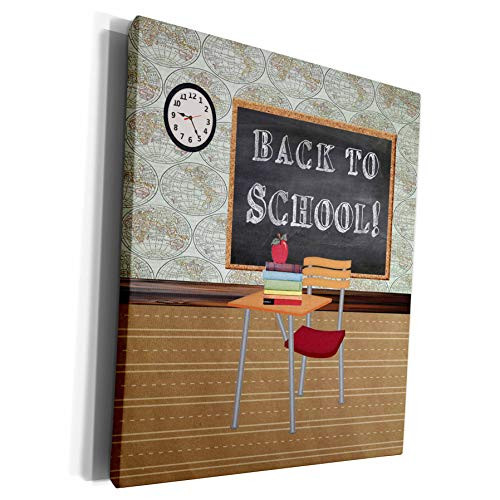 3dRose Beverly Turner Back to School - Back to School on Blackboard in Room with Desk with Books and a Apple - Museum Grade Canvas Wrap -cw-195893-1- 3dRose Beverly Turner Back to School - Back to School on Blackboard in Room with Desk with Books and a Apple - Museum Grade Canvas Wrap -cw-195893-1-